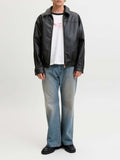 Jack e Jones Giubbino di Pelle Jjmarlon Uomo 12298762 Black - Nero