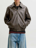 Jack e Jones Giubbino di Pelle Jjmarlon Uomo 12298762 Cocoa - Marrone