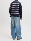 Jack e Jones Polo Joratocha Knit Stripe Uomo 12300867 Sky Captain - Blu