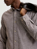 Jack e Jones Camicia Casual Jprbluharvey Twill Solid Uomo 12302264 Hot Fudge - Marrone