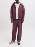 Jack e Jones Felpa Zip Jcolegacy Sweat Scuba Uomo 12302694 Fudge - Bordeaux