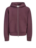 Jack e Jones Felpa Zip Jcolegacy Sweat Scuba Uomo 12302694 Fudge - Bordeaux