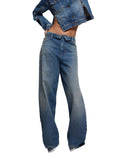 Liu Jo Jeans Wide Donna UF6500D0396 Den.blue Vint.zip wa - Denim