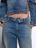 Liu Jo Jeans Wide Donna UF6500D0396 Den.blue Vint.zip wa - Denim