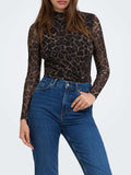 Only T-shirt Onlerica Mesh Donna 15141298 Raw Umber - Maculato