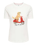 Only T-shirt Donna 15353246 Cloud Dancer Dog Ride - Bianco