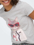 Only T-shirt Donna 15353246 Light Grey Melange Cat Good fe - Grigio