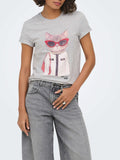 Only T-shirt Donna 15353246 Light Grey Melange Cat Good fe - Grigio
