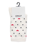 Only Calzini Donna 15371131 Birch Red Hearts - Avorio