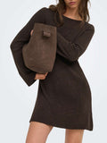 Only Vestito Mini Onltessie Ls Boatneck Donna 15378118 Coffee Bean - Marrone