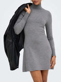 Only Vestito Mini Onlkattie Ls Highneck Donna 15378331 Dark Grey Melange - Grigio