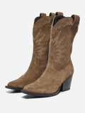 Only Stivale Onleva Leather Cowboy Boot Donna 15380145 Brown Stone - Marrone