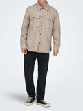 Only e Sons Camicia Casual Onsash Ovr Woolen Look Uomo 22023564 Chinchilla - Beige