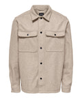 Only e Sons Camicia Casual Onsash Ovr Woolen Look Uomo 22023564 Chinchilla - Beige