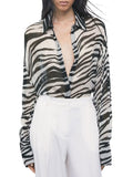 Patrizia Pepe Camicia Casual Donna 2C0030C0279 Black&white Zebra - Maculato