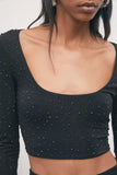 Patrizia Pepe T-shirt Donna 8M0151J0047 Black Strass - Nero