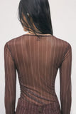 Patrizia Pepe T-shirt Donna 8M0193J0068 Wood Brown Striped - Marrone