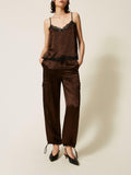Twin Set Pantalone Cargo Donna 262TP2101 Darkness Brown - Marrone