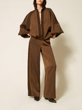 Twin Set Pantalone Palazzo Donna 262TP2133 Darkness Brown - Marrone