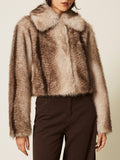 Twin Set Pelliccia Donna 262TP2240 Animal Shade Casha/brown - Avorio
