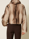 Twin Set Pelliccia Donna 262TP2240 Animal Shade Casha/brown - Avorio