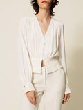 Twin Set Camicia Casual Donna 262TP2434 Madreperla - Bianco