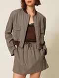 Twin Set Bomber Donna 262TP2633 Pied De Poule Oak/darkness Bro - Beige