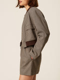 Twin Set Bomber Donna 262TP2633 Pied De Poule Oak/darkness Bro - Beige