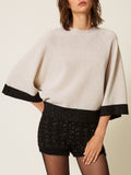 Twin Set Maglia Donna 262TP3511 Parchment Oro/nero Oro - Avorio
