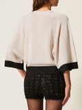 Twin Set Maglia Donna 262TP3511 Parchment Oro/nero Oro - Avorio