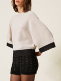 Twin Set Maglia Donna 262TP3511 Parchment Oro/nero Oro - Avorio
