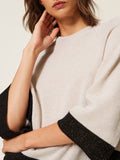 Twin Set Maglia Donna 262TP3511 Parchment Oro/nero Oro - Avorio