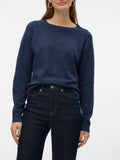 Vero Moda Pullover Vmdoffy Donna 10201022 Navy Blazer W. Black Melange - Blu