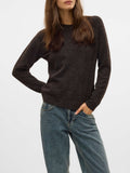 Vero Moda Pullover Donna 10201022 Chocolate Torte W. Black Melan - Marrone