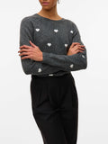 Vero Moda Pullover Vmdoffy Donna 10330790 Dark Grey Melange W. White Hea - Grigio