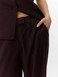 Vero Moda Pantalone Straight Donna 10350683 Chocolate Torte Stripe And Col - Marrone