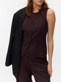 Vero Moda Gilet Donna 10350685 Chocolate Torte Pinstripe And - Marrone