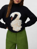 Vero Moda Pullover Donna 10355865 Black W. Snow White+oatmeal+bu - Nero