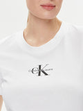 T-shirt Calvin Klein Monologo Slim da Donna - Bianco