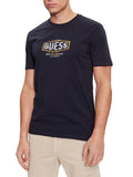 T-shirt Guess Box Crack Logo da Uomo - Blu