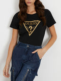 T-shirt Guess Gold Triangle da Donna - Nero